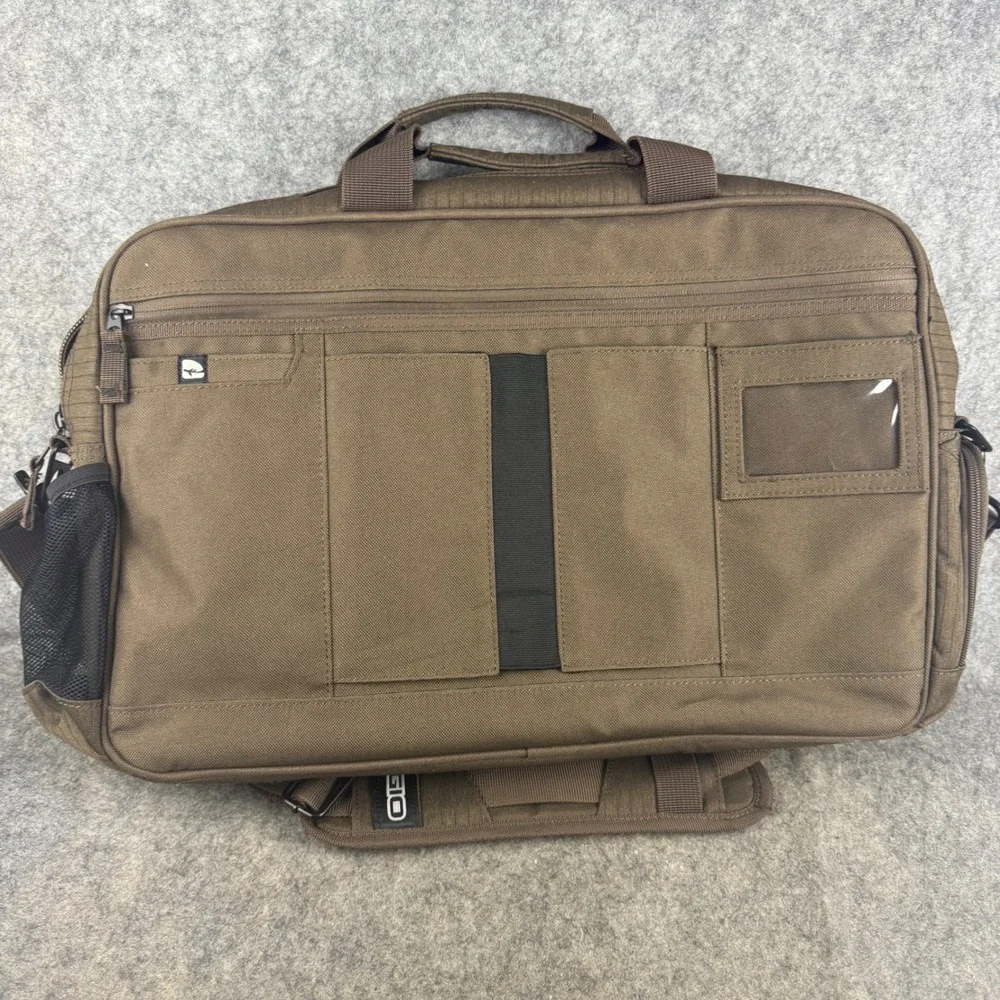 OGIO Street Laptop Messenger Bag Brown Pinstripe Tech Briefcase Shoulder NWOT